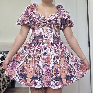 House of Harlow 1960 Pink and Orange Floral Mini Dress